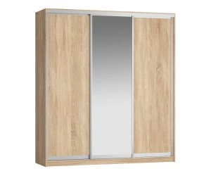 *набор Шкаф-Купе Персей, 2411*647*2170, двери: ЛДСП/зерк/ЛДСП (, Корпус: дуб сонома, фасад: целый дуб сонома/зеркало/дуб  сонома Уют КР 01 серебро матовое, в пакетах)