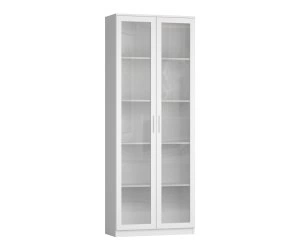 Шкаф Идея, книжный, со стеклом, створки: 2, 2100*380*800 (, 2 дв., ниша: Нет, корпус: белый гладкий, фасад: сб МДФ стекло 37, в пакетах)