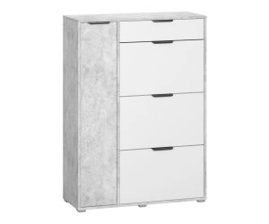 слим Тумба №28 1250*360*900 (, 4 дв., ниша: Нет, корпус: цемент светлый, фасад: ЛДСП Премиум цемент светлый/белый гладкий, в собранном виде)