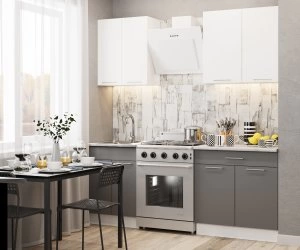 Кухонный Комплект Венеция 2, прямой, размер 1400* (, Корпус:белый кристалл, фасад: ЛДСП Премиум, белый кристалл/серый камень, 4пр, в пакетах)