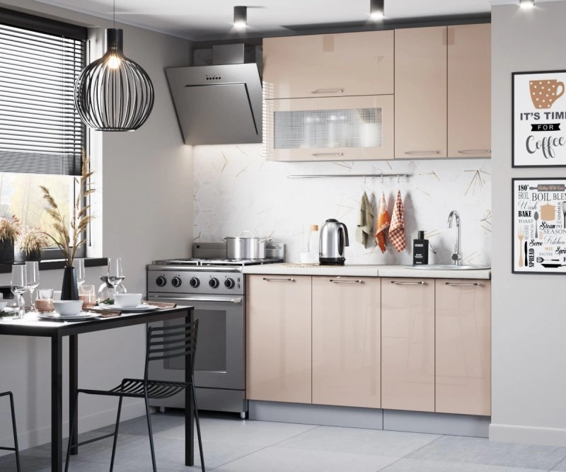 Кухонный Комплект Модена 2, прямой, размер 1400* (, Корпус:серый, фасад: глянец склад, Р 103, 4пр, в пакетах)