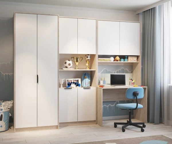 Гарнитур Твикс, прямая, 2100*600*2600 (, Корпус: пикард, фасад: ЛДСП Классика белый гладкий, в частично собранном виде)