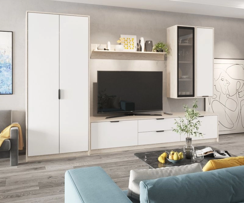 Гарнитур Твикс, прямая, 2100*520*3300 (, Корпус: пикард, фасад: ЛДСП Классика/стекло белый кристалл/бронза, в частично собранном виде)