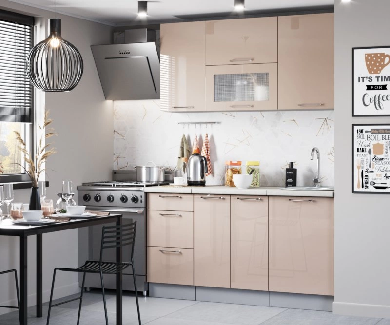 Кухонный Комплект Модена 3, прямой, размер 1500* (, Корпус:серый, фасад: глянец склад, Р 103, 6пр, в пакетах)