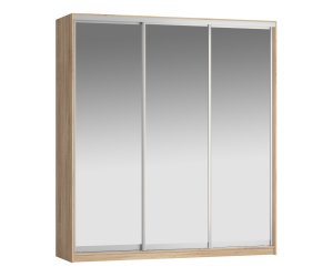 *набор Шкаф-Купе Персей, 2411*647*2170, двери: зерк/зерк/зерк (, Корпус: дуб сонома, фасад: целый зеркало Уют КР 01 серебро матовое, в пакетах)