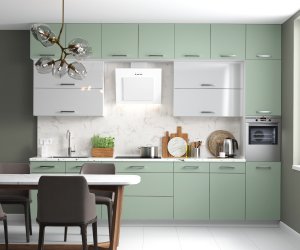 Кухонный Комплект Эбони 4, прямой, размер 3150* (, Корпус:белый гладкий, фасад: глянец склад/глянец заказ, р 010/р 100, 10пр, в собранном виде)