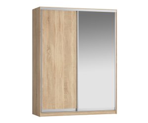 *набор Шкаф-Купе Персей, 2411*647*1837, двери: зерк/ЛДСП (, Корпус: дуб сонома, фасад: целый дуб сонома/зеркало Уют КР 01 серебро матовое, в пакетах)