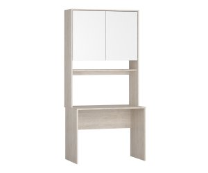 письменный Стол Твикс, с надстройкой, 2100*600*1000 (, 2 дв., корпус: пикард, фасад: ЛДСП Классика белый гладкий, в частично собранном виде)