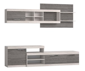 Гостиная Вернисаж, прямая, *496*2400 (, Корпус: ясень анкор светлый, фасад: ЛДСП альтернатива ясень анкор темный, в частично собранном виде)