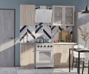 Кухонный Комплект Альфа 14, прямой, размер 1300* (, Корпус:шимо светлый, фасад: ЛДСП Классика, шимо светлый, 4пр, в пакетах)